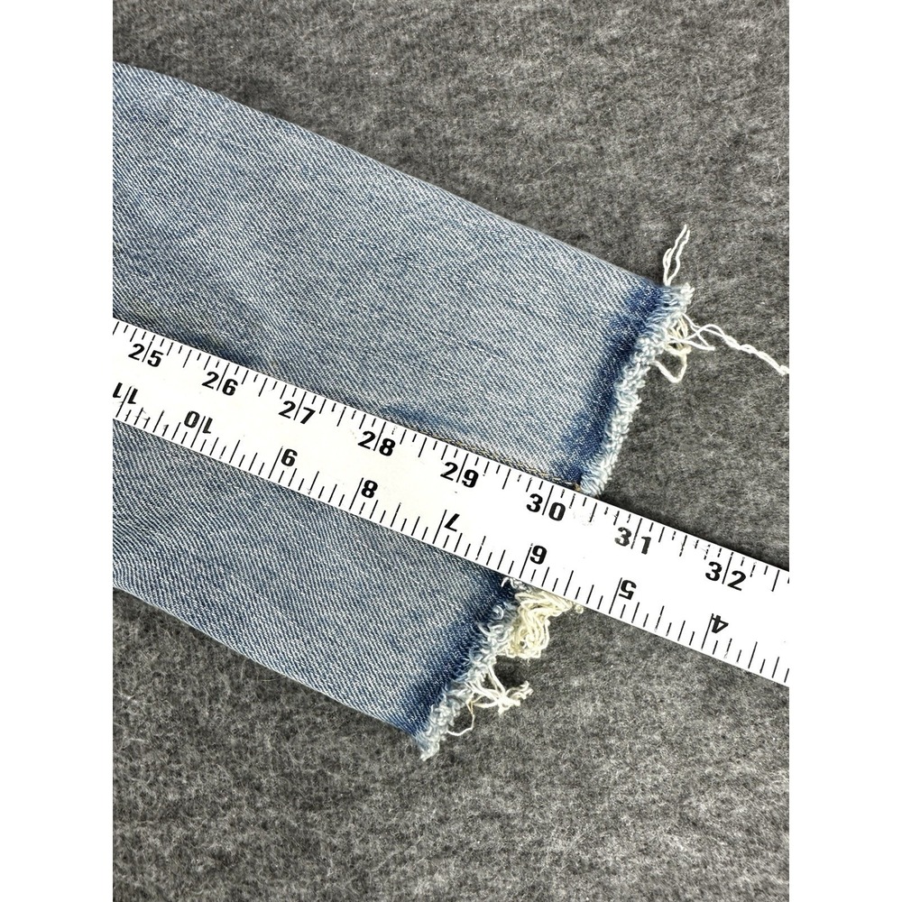 ZARA Jean Jacket Womens Medium Denim Cropped Grunge Collarless Raw Hem - Picture 10 of 10